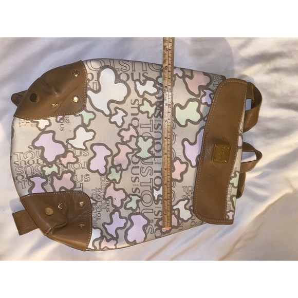 TOUS‎ Kaos Icon Feminine Beige multicolored Leather Backpack Pre Own Puzzle Y2K